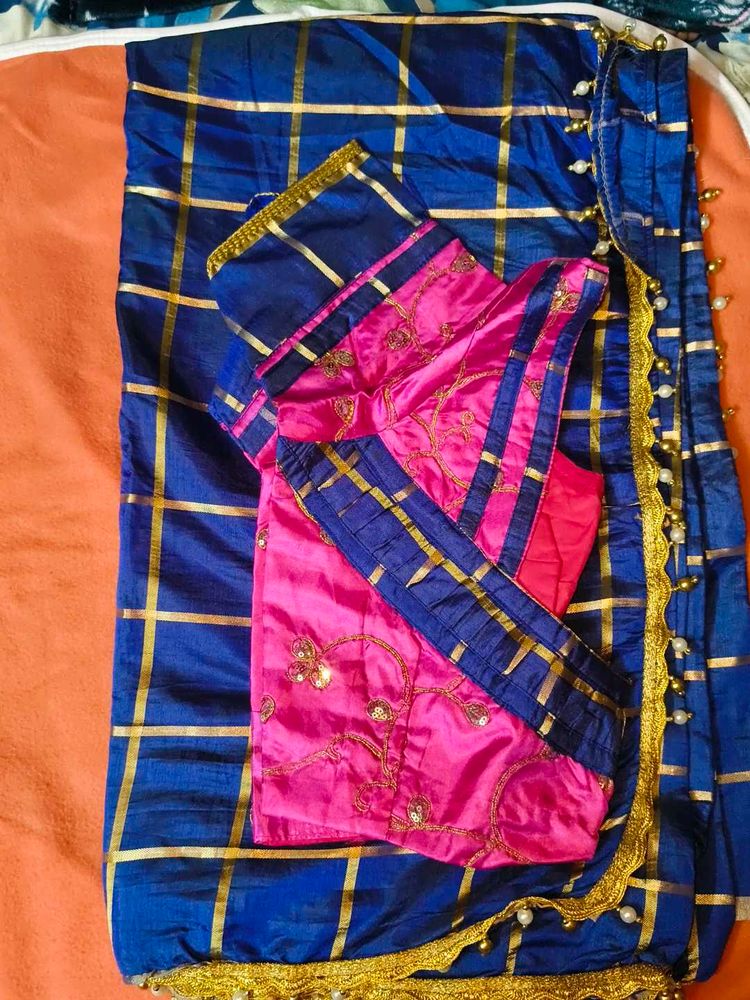 Blue &amp; Pink Ethnic saree