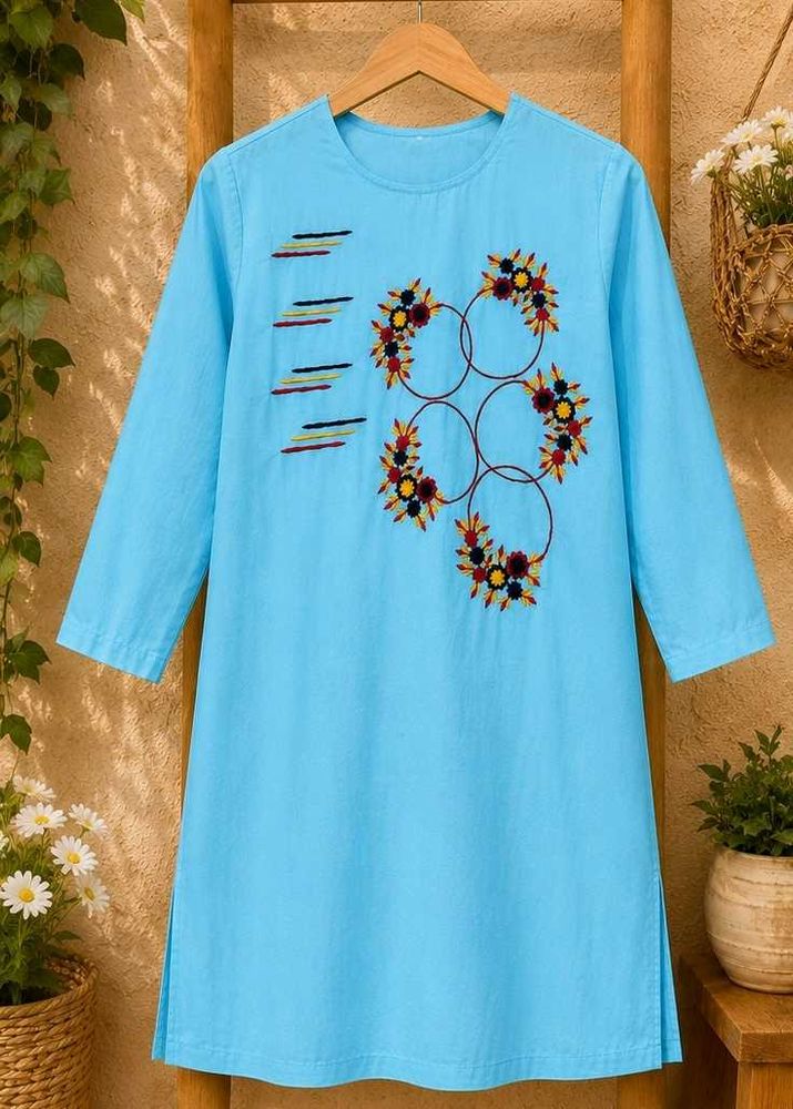 light Blue Embroidered Kurta