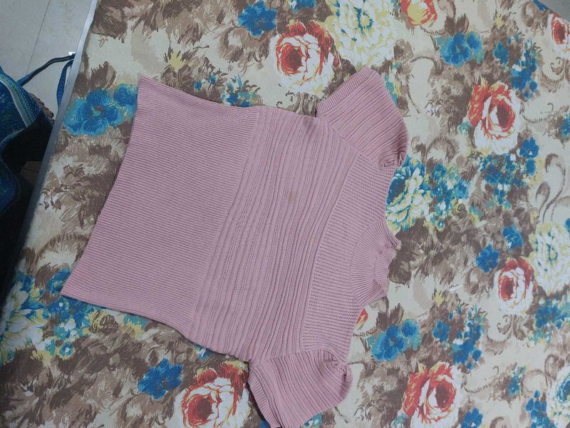 Pink Ribbed Knit Top