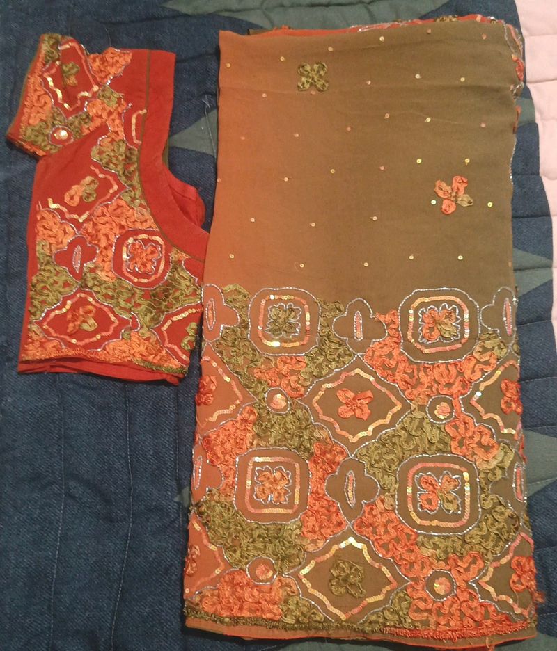 Party wear shaded Saree With Blouse
