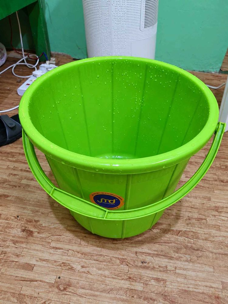 Green Plastic Bucket with Handle
