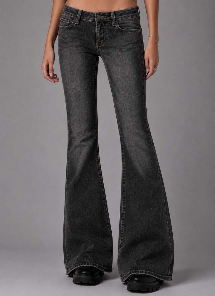 ash black flare jeans