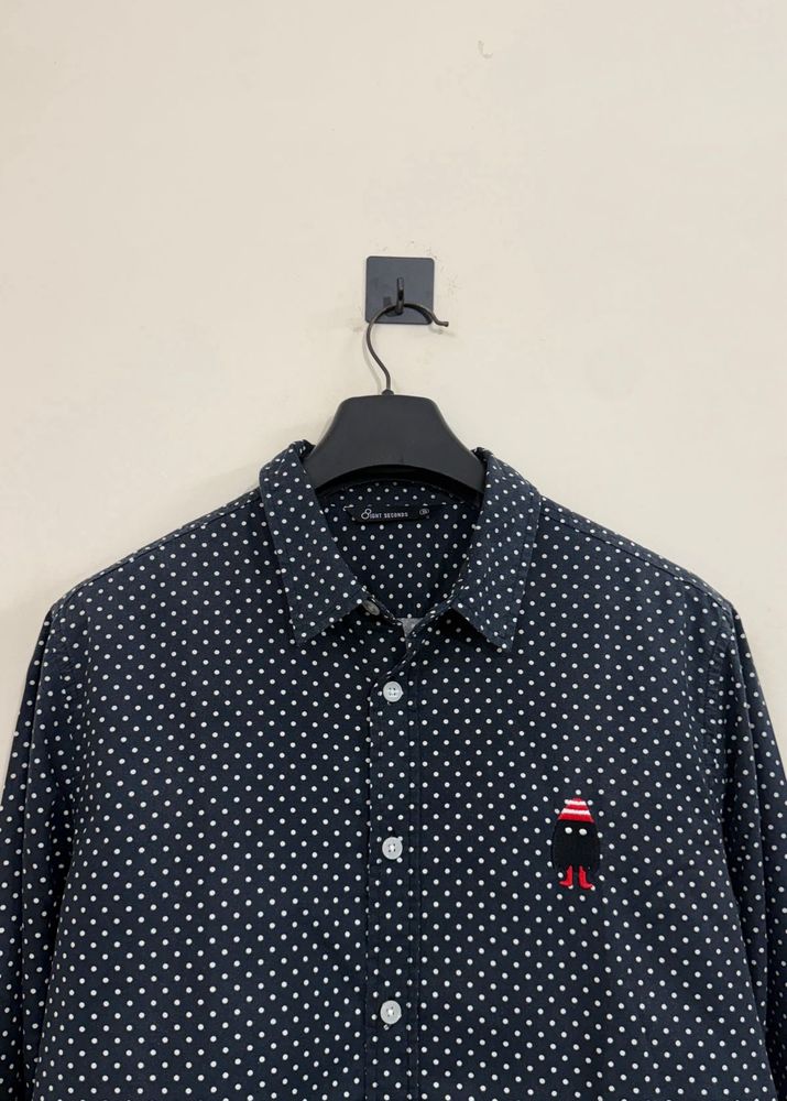 Men's Polka Dot Shirt with Cartoon Print