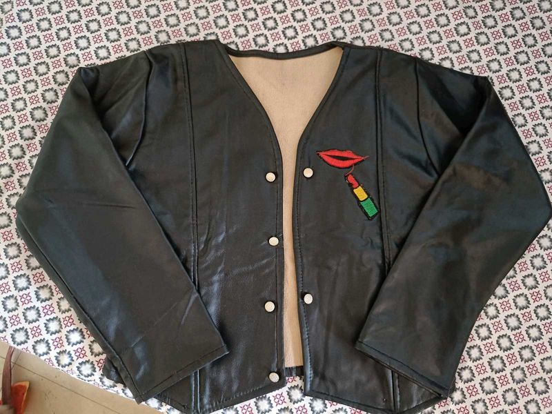 Unique Black Faux Leather Jacket