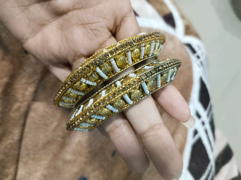 Elegant Gold &amp; Beaded Bangles, kangan
