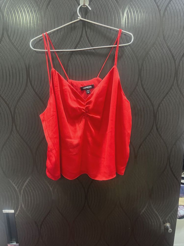 Red Cami Top with Open Back