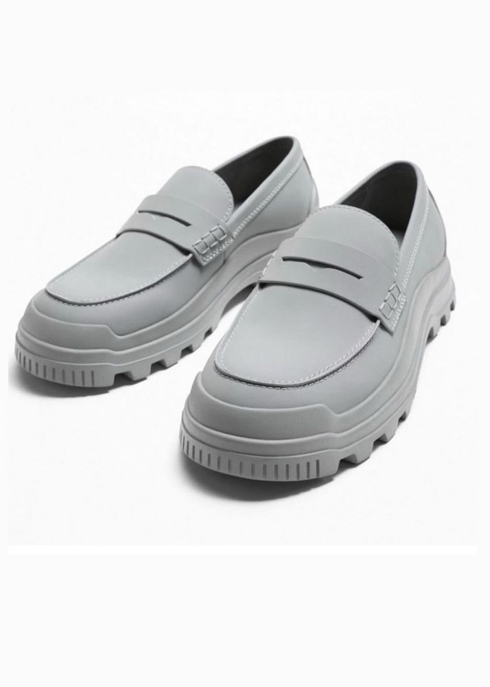 Grey Chunky Sole Loafers