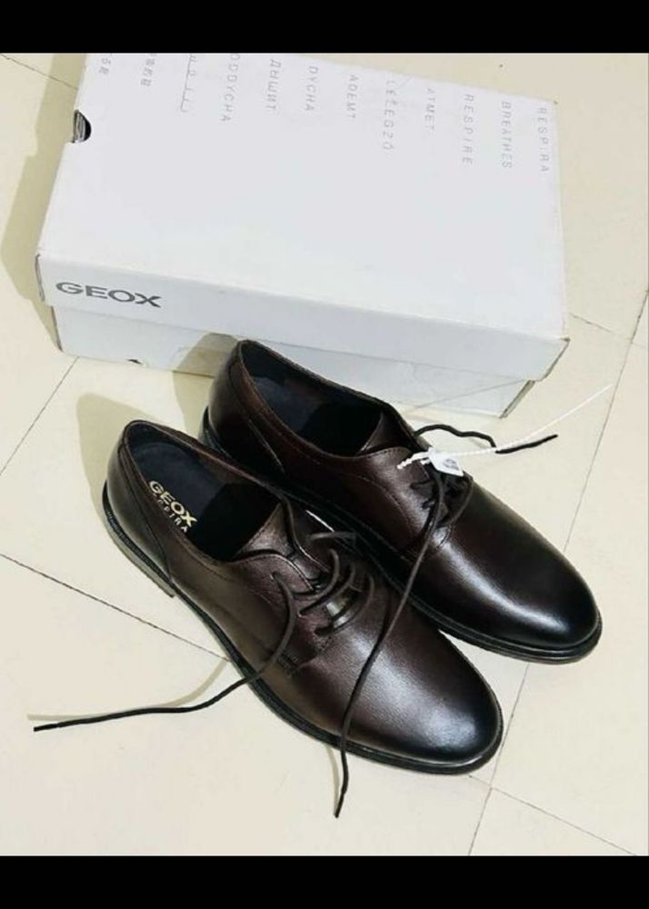Geox Men's Brown Leather Formal Shoes