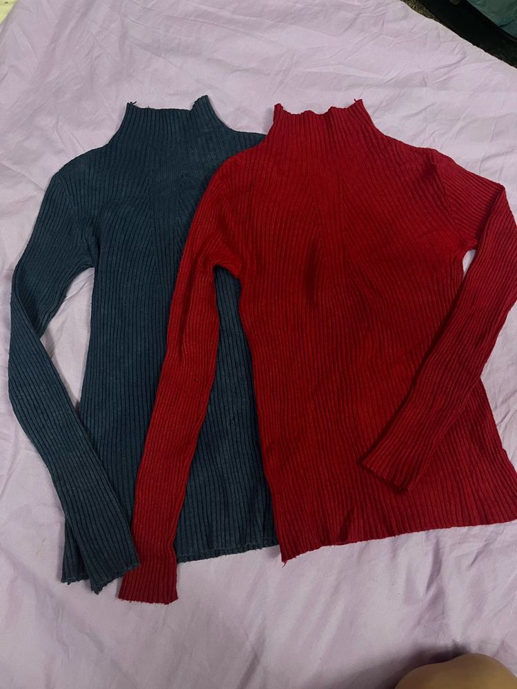 Ribbed Turtleneck Tops (Set of 2) Can buy in singl
