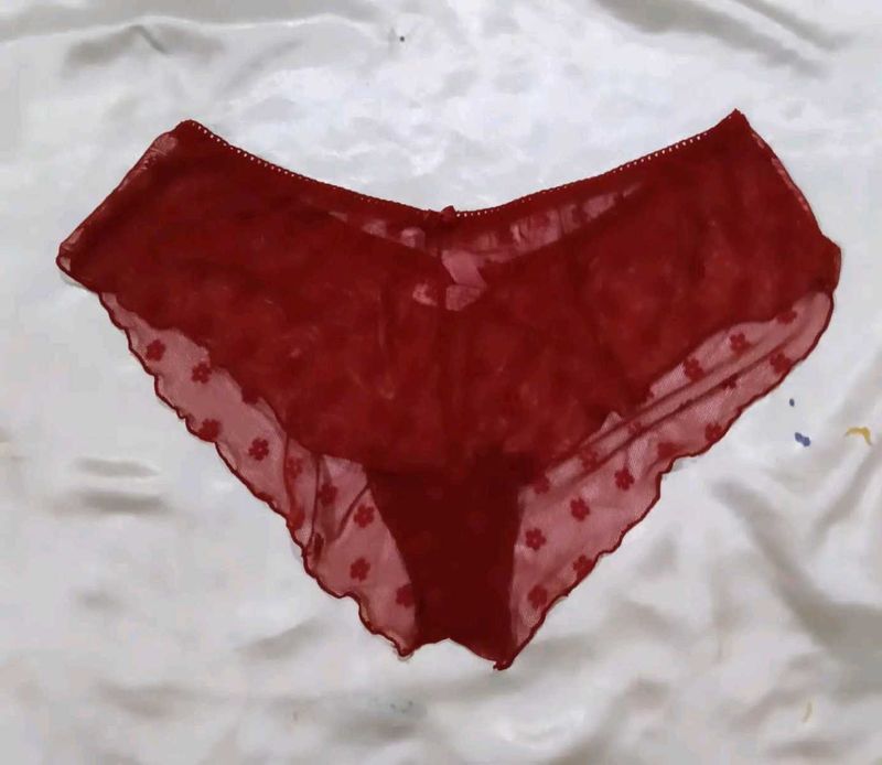 Sheer Red Floral Briefs