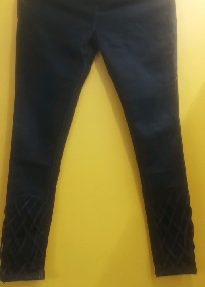 Block Design Black Ladies Jeans