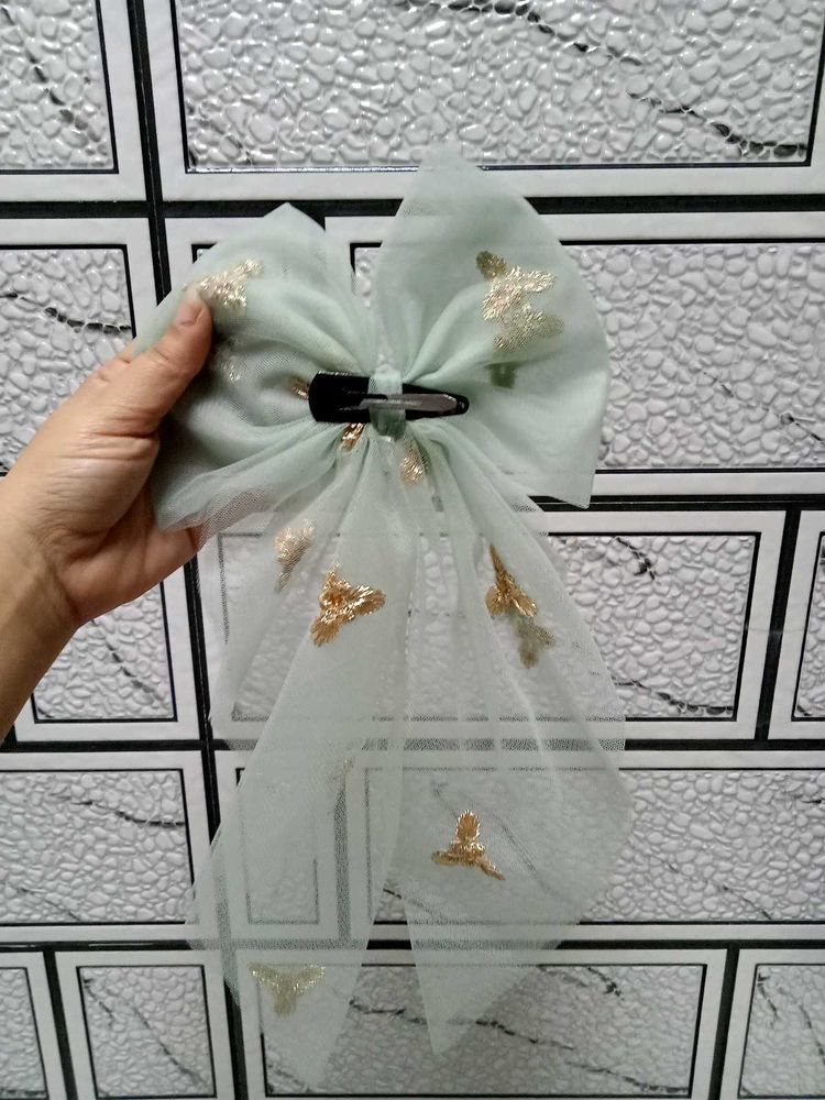 Handmade Elegant Mint Green Bow Hair Clip bo