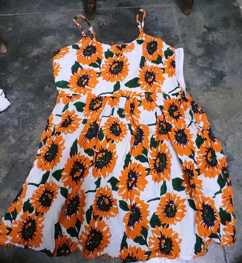 Cute Sunflower Print Summer Dress