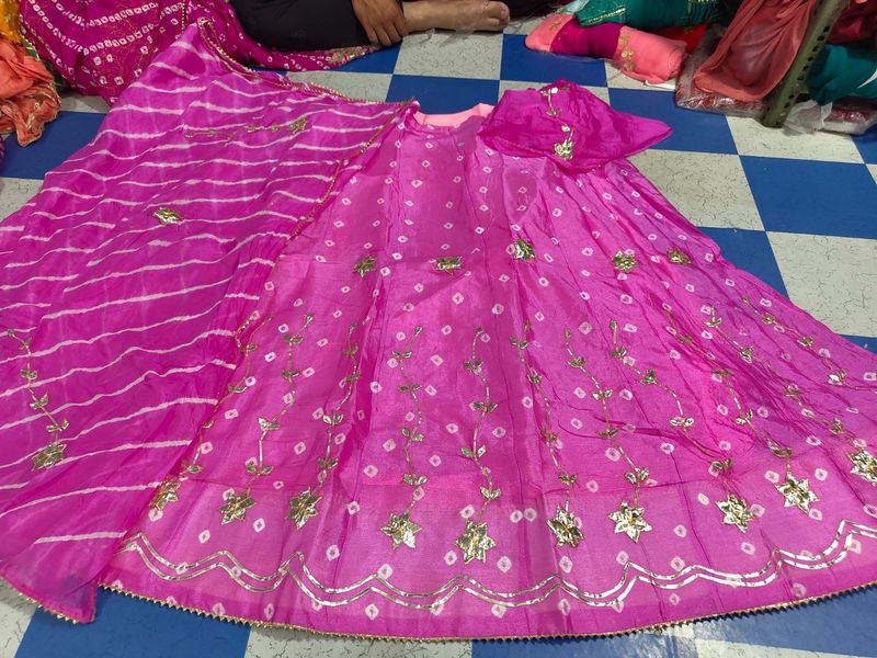 Vibrant Pink Bandhani Lehenga Choli Set