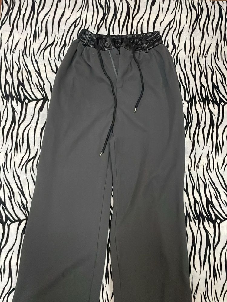 Stylish Dark Grey Wide-Leg Pants