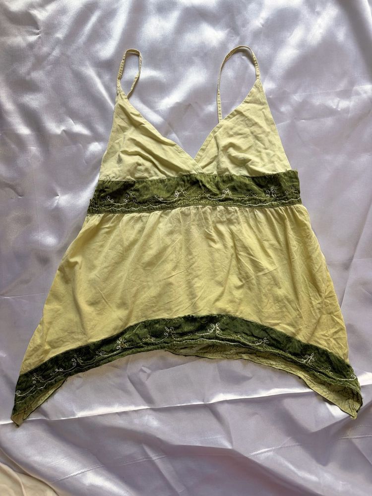 imported whimsical fairy green strappy top