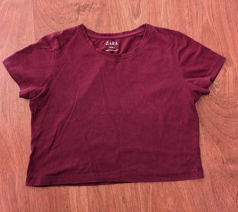 Cotton Maroon Crop Top