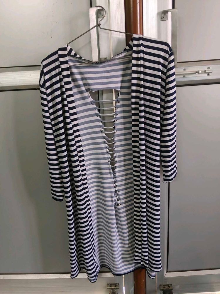 Striped Open Cardigan