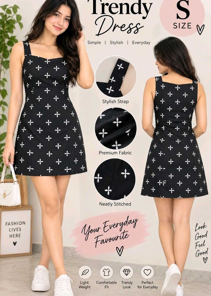 Trendy Black &amp; White Pattern Dress