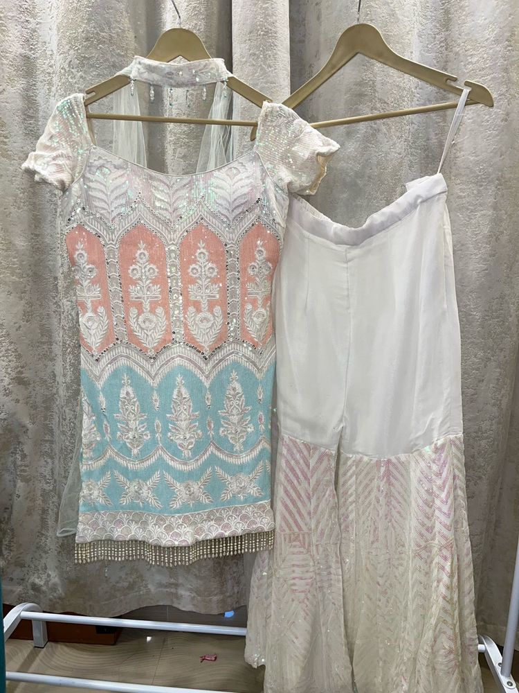 Designer Sequined Kurta Set with sharara