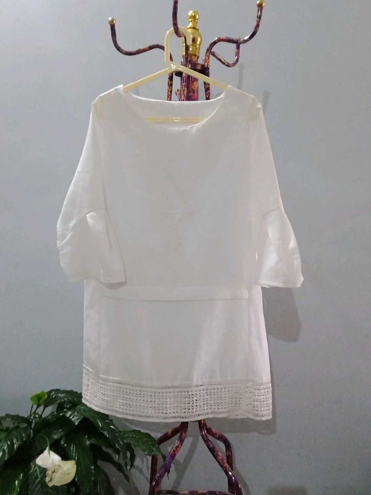 Chic off White Bell Sleeve Tunic