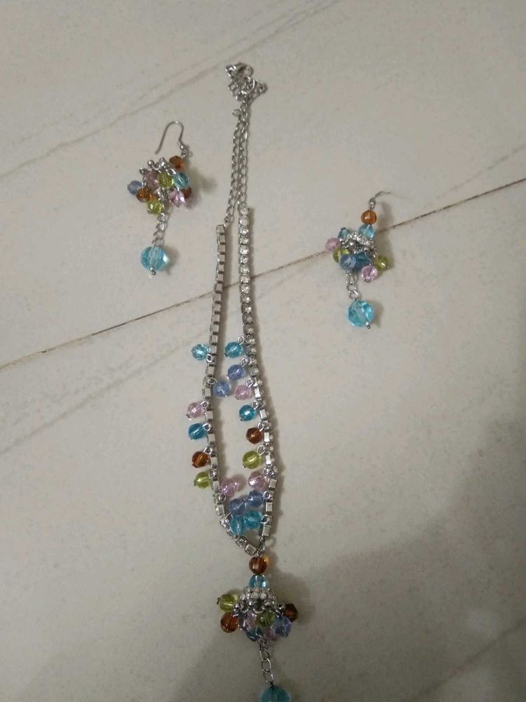 Colorful Beaded Necklace &amp; Earring Set
