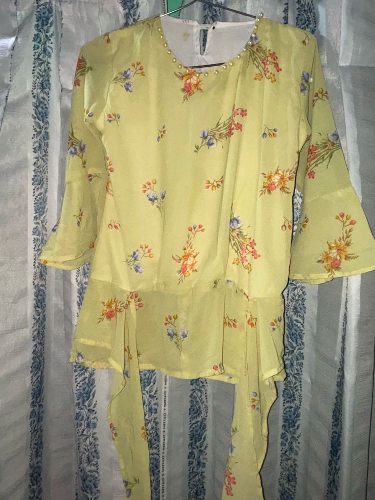 Yellow Floral Printed Kurta