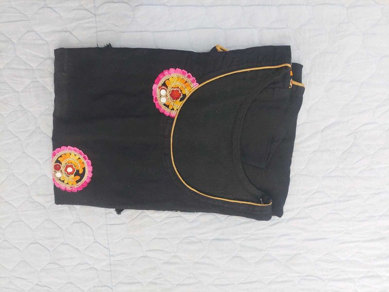 Black Kurta with Mirror Work