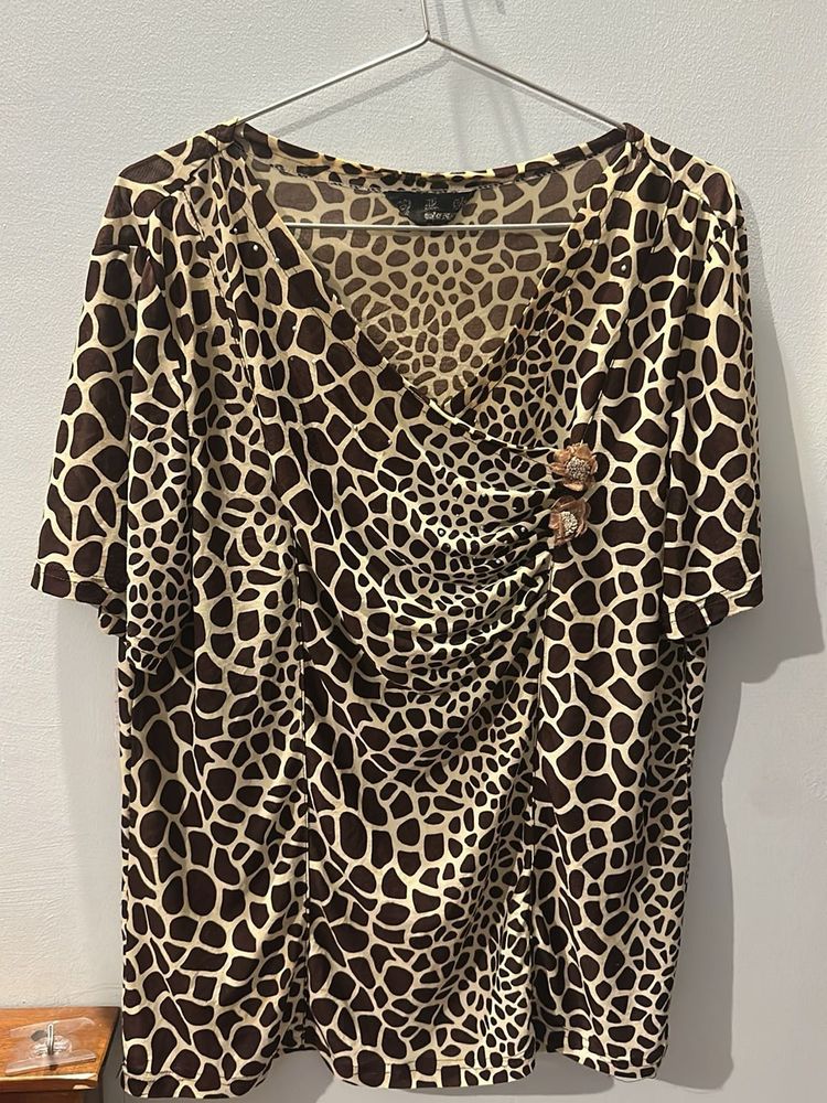Animal Print Top with Embellishments