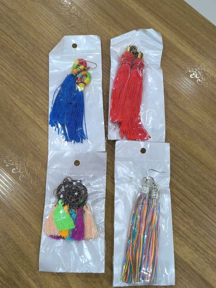 Vibrant Tassel Earrings &amp; Charms Set