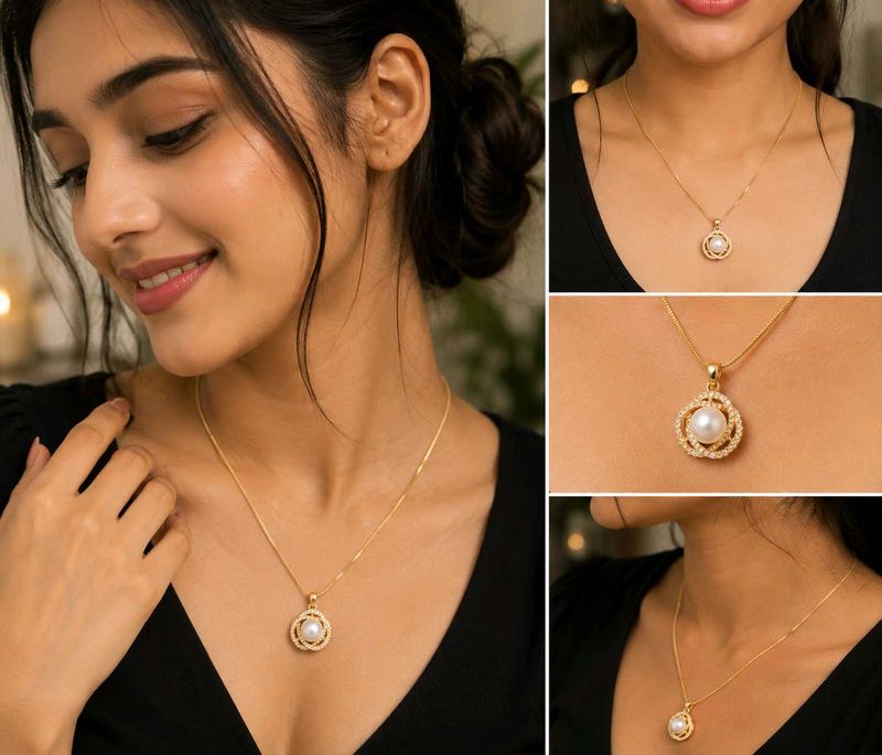 Elegant Pearl &amp; Crystal Pendant Necklace