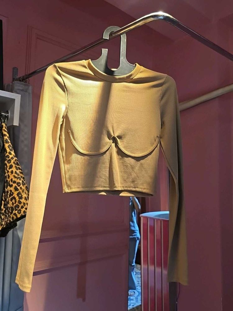 Long crop Top with pseudo corset look