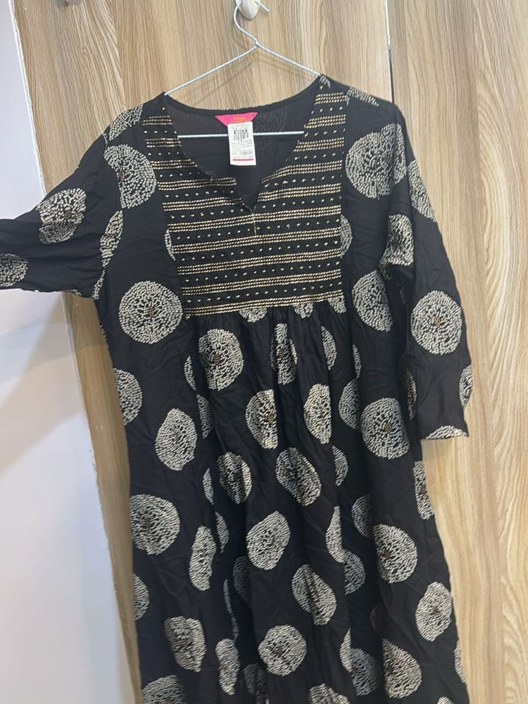 Elegant Black Printed Kurta