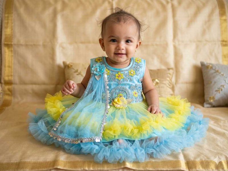 Baby Girl's Blue &amp; Yellow Party Dress