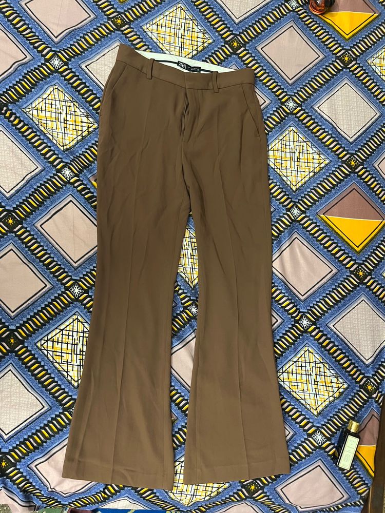 Zara Brown Flare Trousers