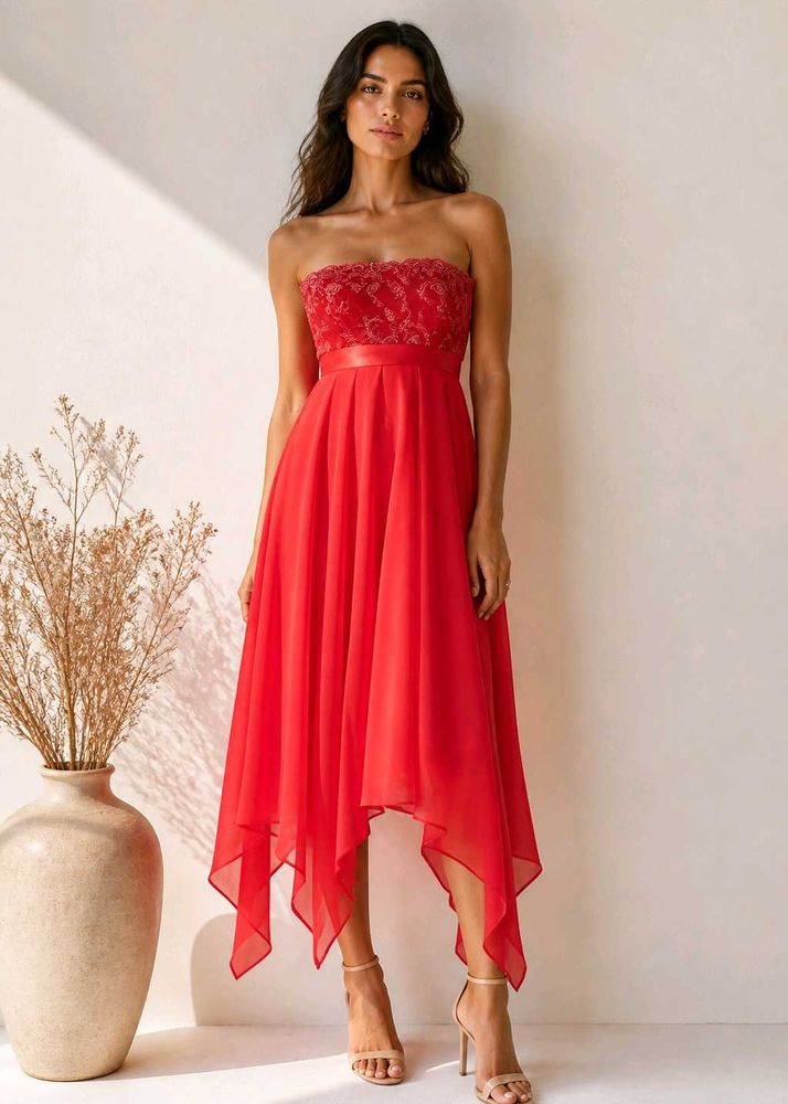 ❤ Handcrafted Red Tube Dress | Y2K Chic ❤