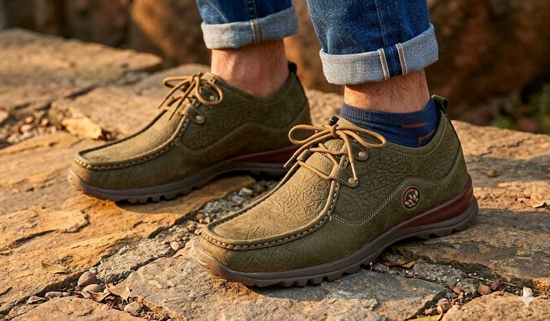 Men's Woodland Olive Green Nubuck Derby Shoes