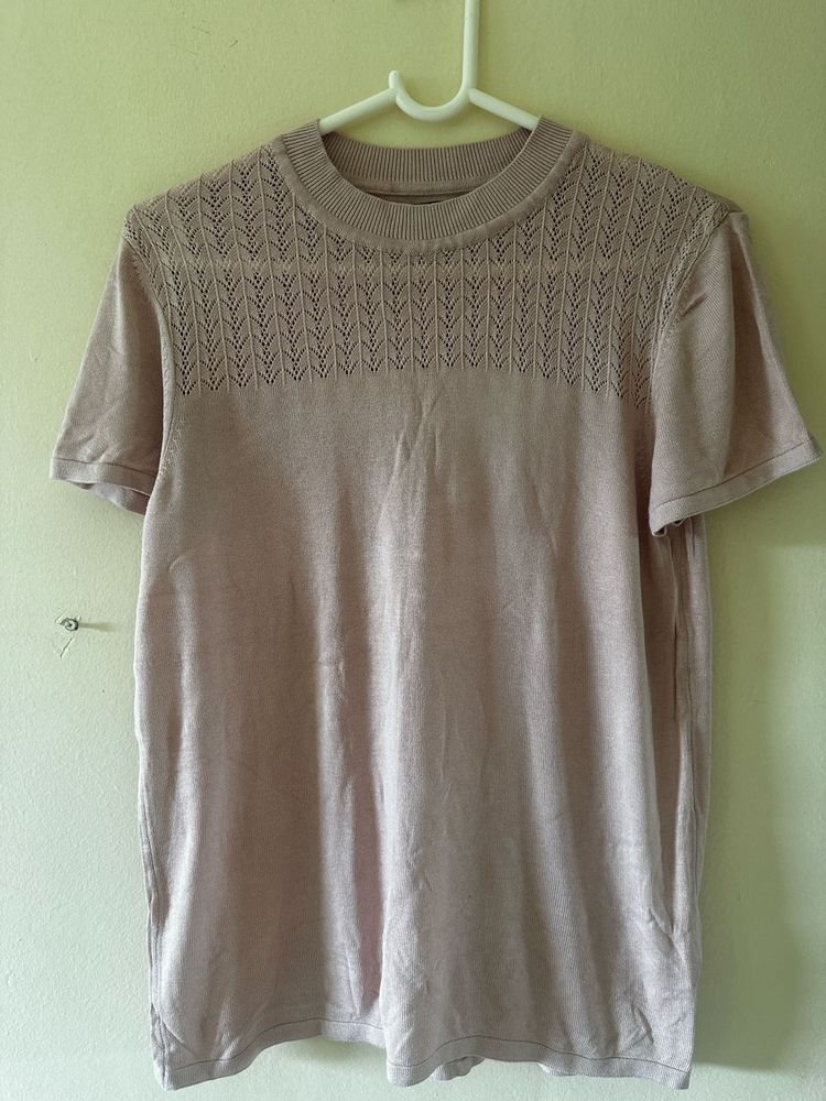 Light Pink Knit T-Shirt
