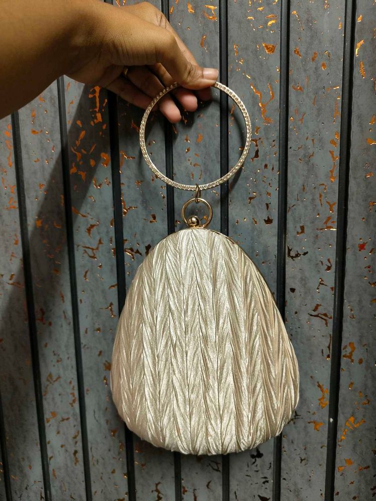 Elegant Beaded Handle Clutch Bag