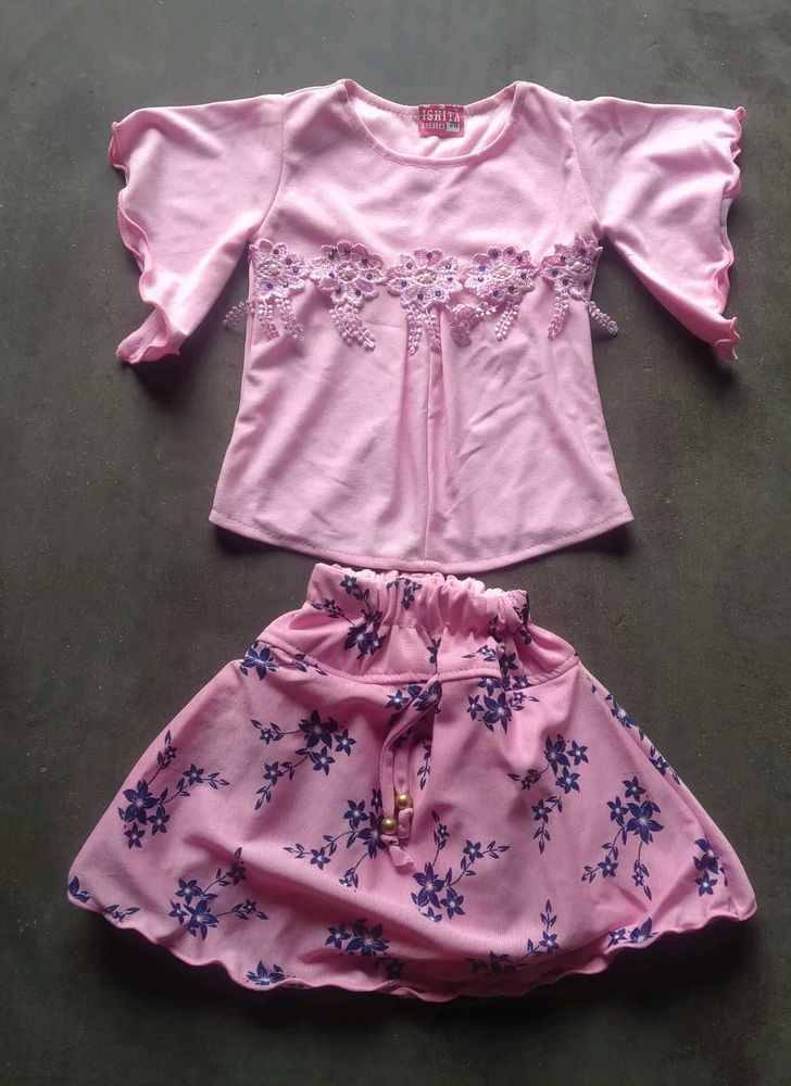 Girls Western Top and Skirt