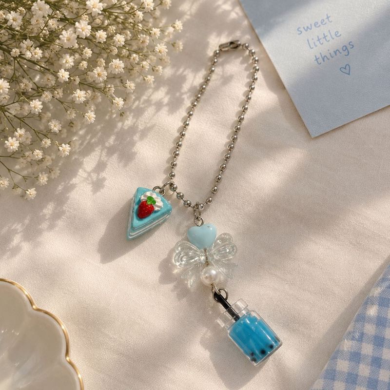 Kawaii Boba &amp; Cake Charm Keychain