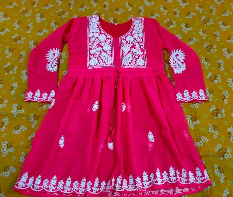 Pink Embroidered Kurta