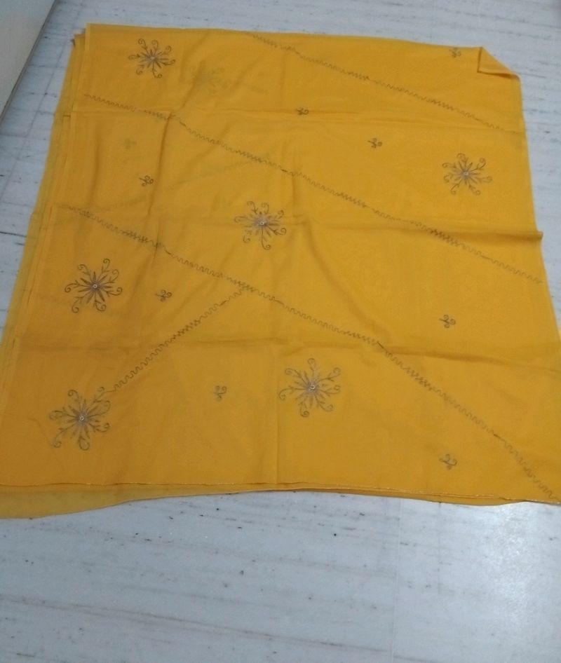 Vibrant Yellow Embroidered saree