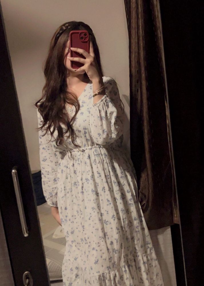 Cute Floral Print Midi Dress