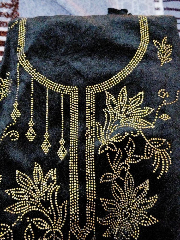 Black Velvet Unstitched Suit