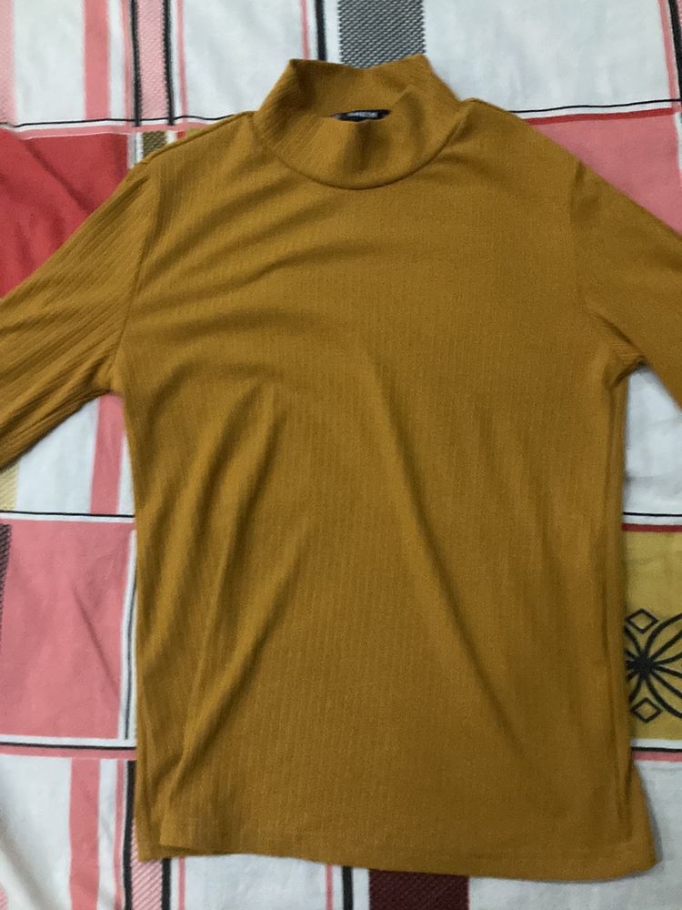 Mustard Yellow Turtle Neck Tshirt