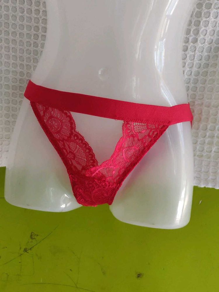 Lace Trim Red Briefs