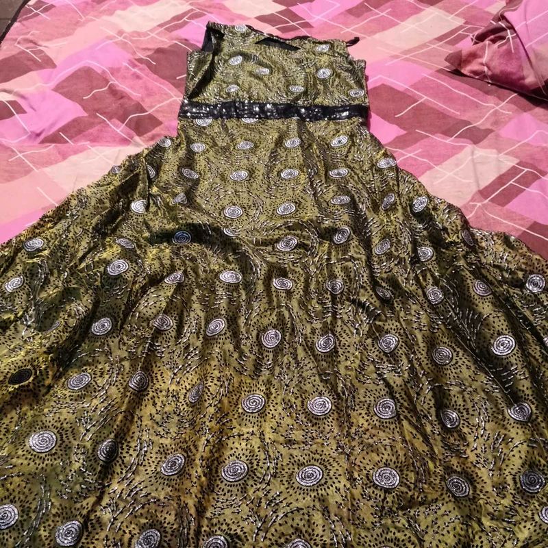 Elegant Peacock Print Gown