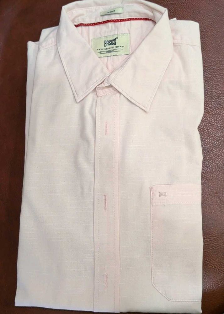 Basics Slim Fit Pastel Pink Men's Shirt
