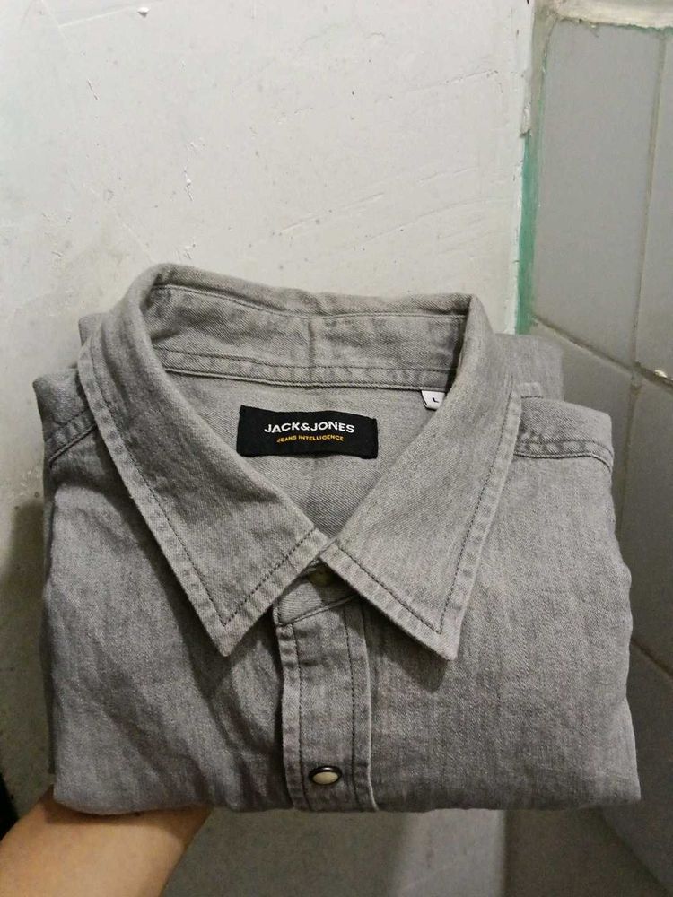 Jack &amp; Jones Grey Denim Shirt